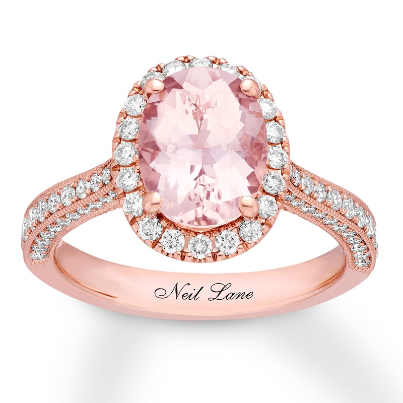 Main Image 1 of Previously Owned Neil Lane Morganite Engagement Ring 3/4 ct tw Round-cut Diamonds 14K Gold