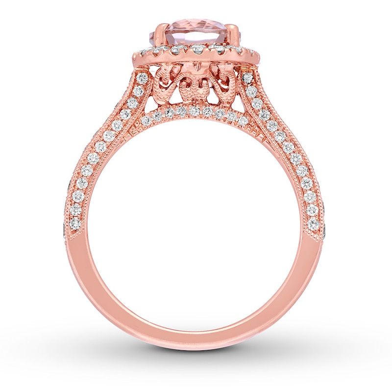 Main Image 2 of Previously Owned Neil Lane Morganite Engagement Ring 3/4 ct tw Round-cut Diamonds 14K Gold