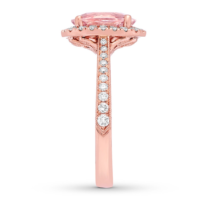 Main Image 3 of Previously Owned Neil Lane Morganite Engagement Ring 3/4 ct tw Round-cut Diamonds 14K Gold