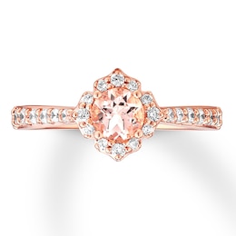 Previously Owned Morganite Engagement Ring 1/3 ct tw Round-cut Diamonds 14K Rose Gold
