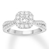 Thumbnail Image 0 of Previously Owned Diamond Engagement Ring 1 ct tw Princess & Round-cut 14K White Gold
