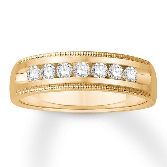 Previously Owned Men's Diamond Wedding Band 1/2 ct tw Round-cut 10K Yellow Gold