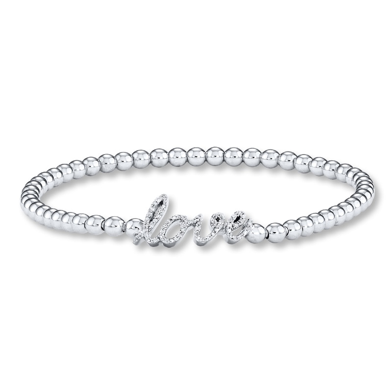 Main Image 1 of Previously Owned Love Stretch Bracelet 1/10 cttw Diamond Sterling Silver