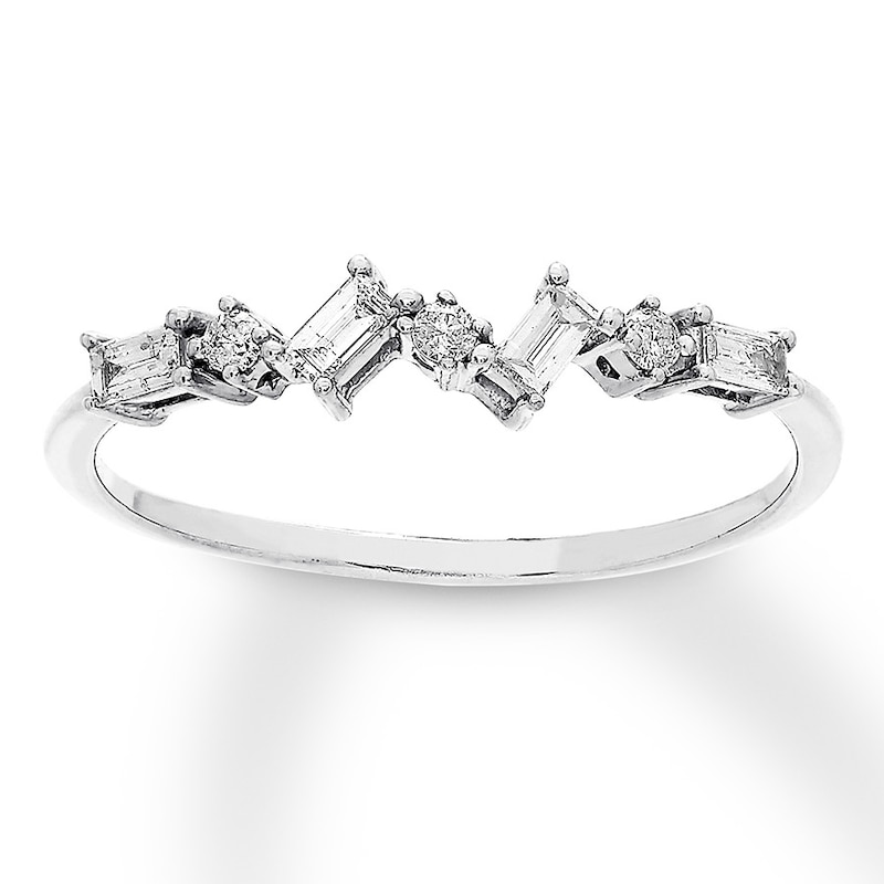 Main Image 1 of Previously Owned Diamond Ring 1/5 ct tw Baguette & Round 10K White Gold