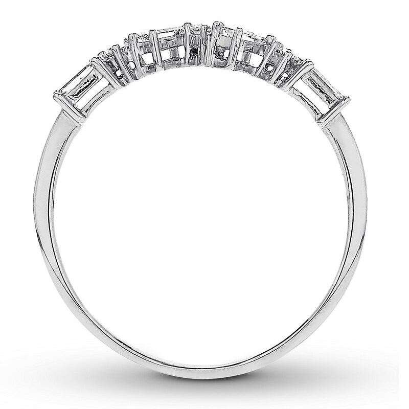 Main Image 2 of Previously Owned Diamond Ring 1/5 ct tw Baguette & Round 10K White Gold