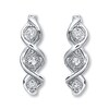 Thumbnail Image 2 of Previously Owned Diamond Hoop Earrings 1/10 ct tw Round-cut Sterling Silver