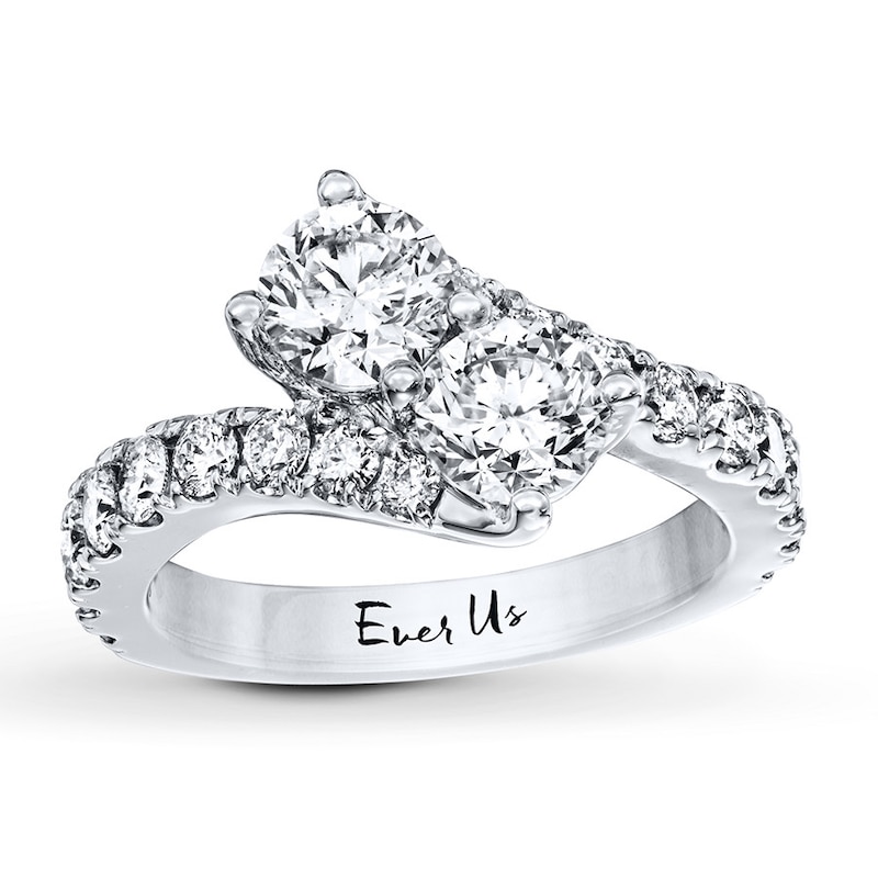 Main Image 1 of Previously Owned Ever Us Two-Stone Anniversary Ring 2-1/2 ct tw Round-cut Diamonds 14K White Gold