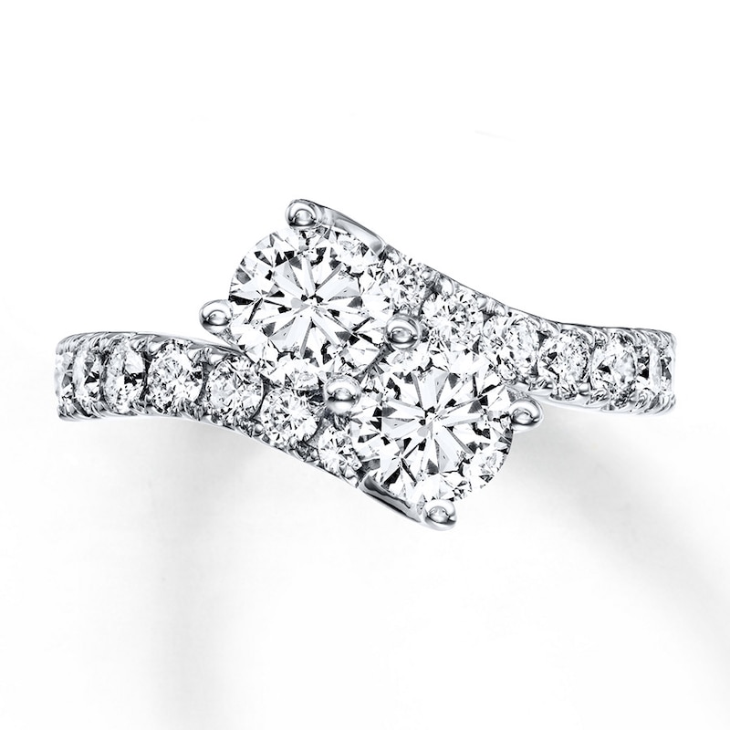 Main Image 4 of Previously Owned Ever Us Two-Stone Anniversary Ring 2-1/2 ct tw Round-cut Diamonds 14K White Gold