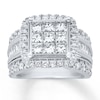 Previously Owned Diamond Engagement Ring 3 ct tw Princess & Round-cut 10K White Gold