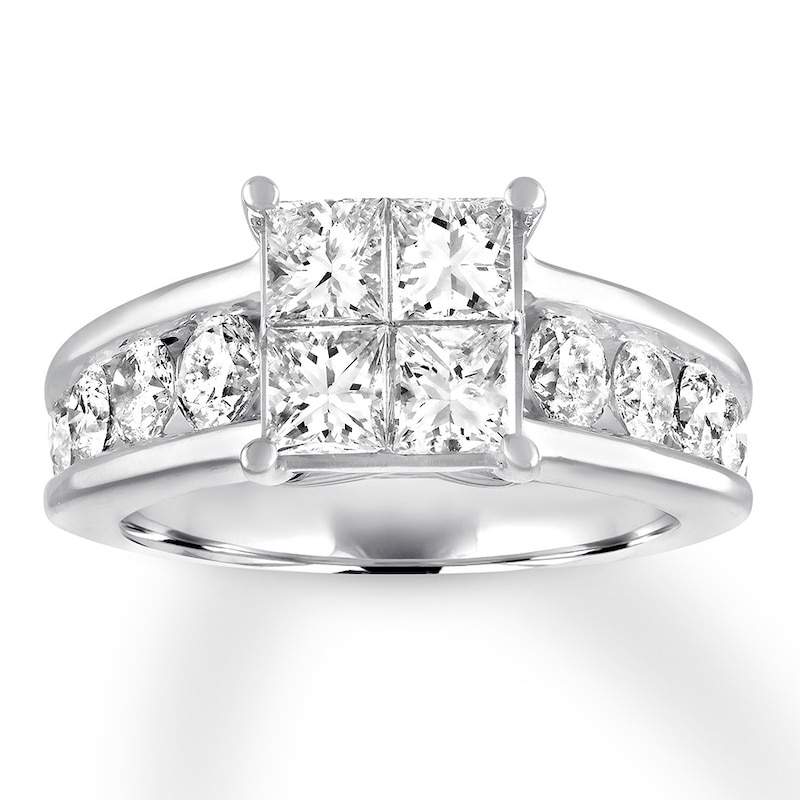 Main Image 1 of Previously Owned Diamond Engagement Ring 2-1/2 ct tw Princess & Round-cut 14K White Gold