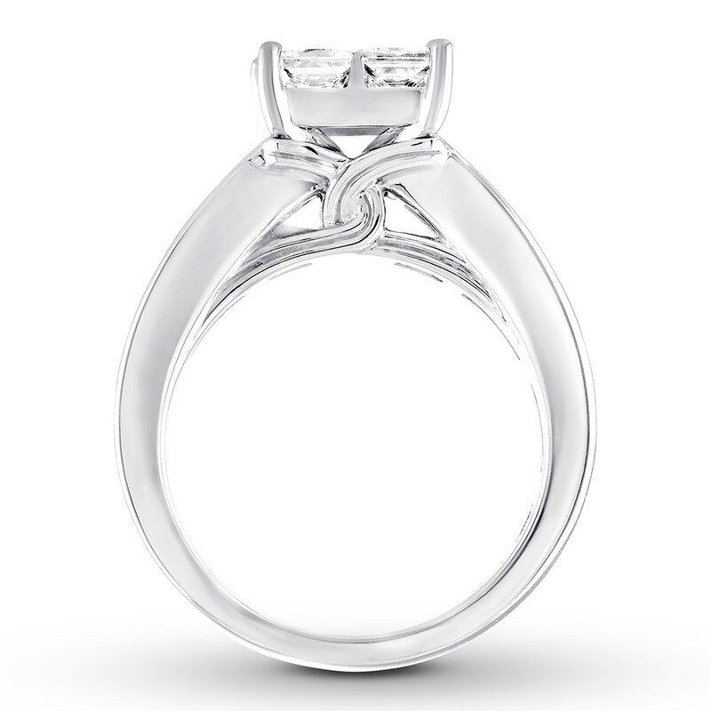 Main Image 3 of Previously Owned Diamond Engagement Ring 2-1/2 ct tw Princess & Round-cut 14K White Gold
