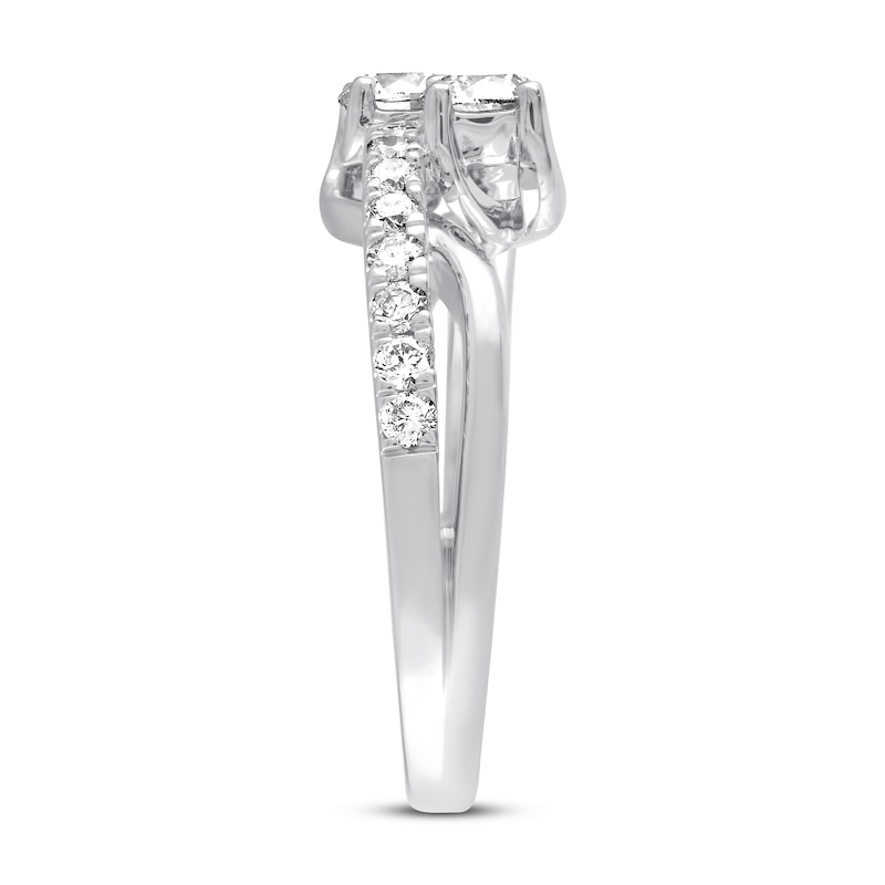 Main Image 2 of Previously Owned Ever Us Two-Stone Diamond Anniversary Ring 1 ct tw Round-cut 14K White Gold