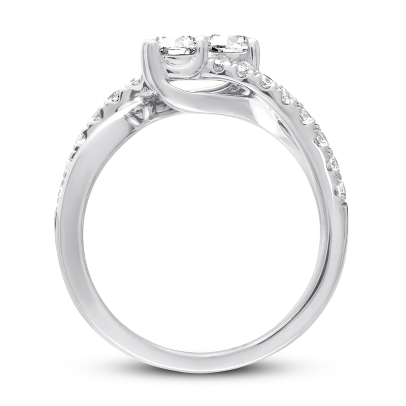 Main Image 3 of Previously Owned Ever Us Two-Stone Diamond Anniversary Ring 1 ct tw Round-cut 14K White Gold