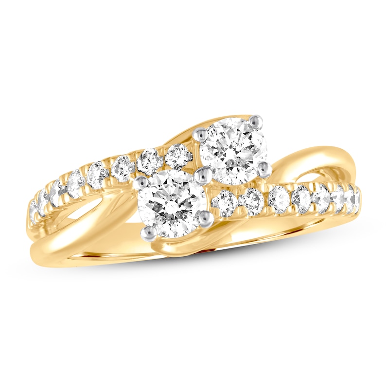 Main Image 1 of Previously Owned Ever Us Two-Stone Diamond Anniversary Ring 1 ct tw Round 14K Yellow Gold