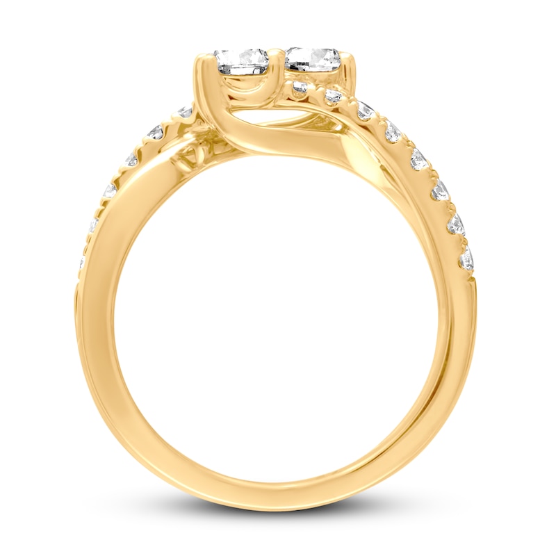 Main Image 3 of Previously Owned Ever Us Two-Stone Diamond Anniversary Ring 1 ct tw Round 14K Yellow Gold
