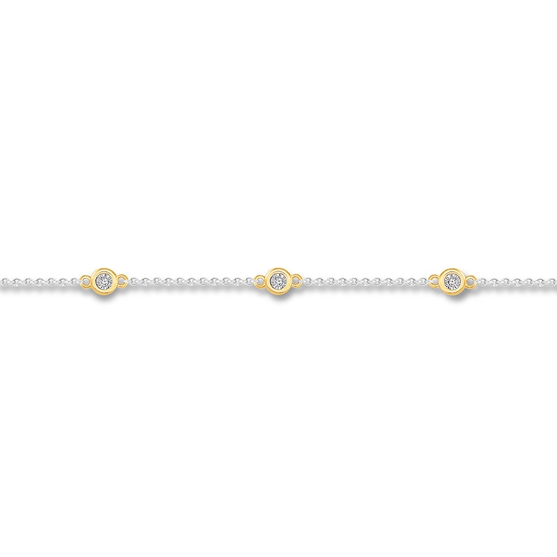 Main Image 2 of Previously Owned Diamond Circle Anklet Sterling Silver & 10K Yellow Gold 10"