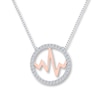 Thumbnail Image 1 of Previously Owned Heartbeat Necklace 1/15 ct tw Diamonds Sterling Silver & 10K Rose Gold