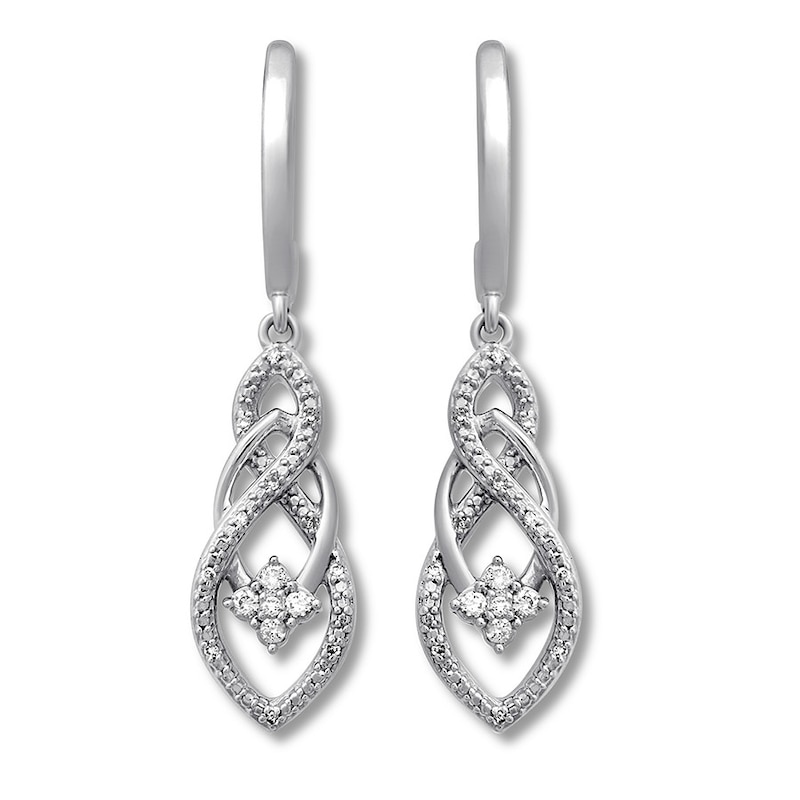 Main Image 2 of Previously Owned Diamond Earrings 1/6 ct tw Round-cut Sterling Silver