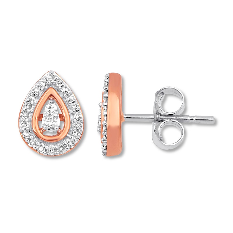 Main Image 1 of Previously Owned Diamond Teardrop Earrings 1/8 ct tw 10K Rose Gold
