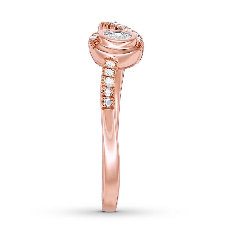 Main Image 3 of Previously Owned Interwoven Diamond Ring 1/10 ct tw Round-cut 10K Rose Gold