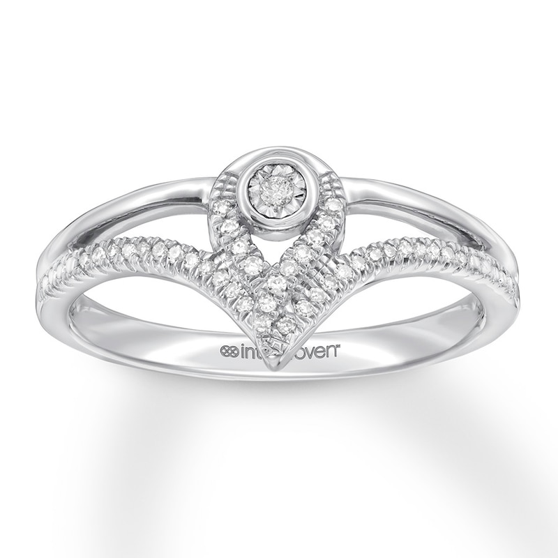 Main Image 1 of Previously Owned Interwoven Diamond Ring 1/10 ct tw Round-cut Sterling Silver