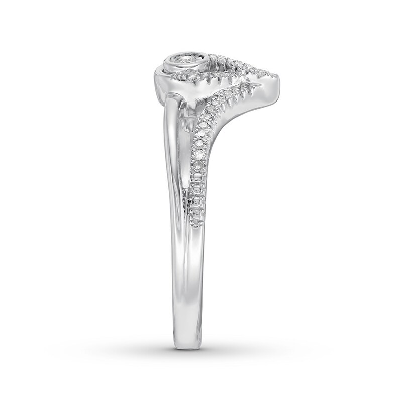 Main Image 3 of Previously Owned Interwoven Diamond Ring 1/10 ct tw Round-cut Sterling Silver