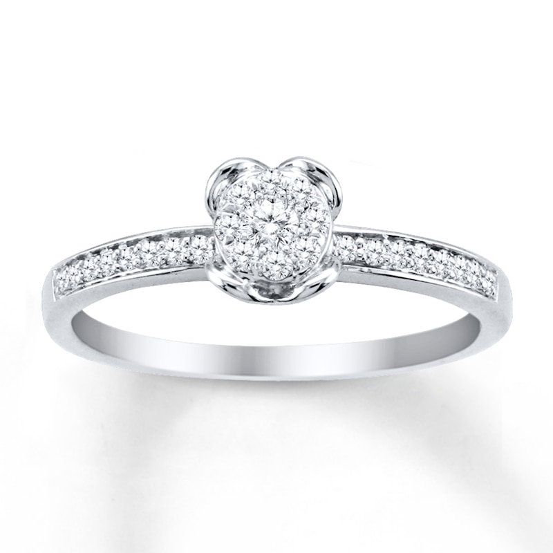 Main Image 1 of Previously Owned Diamond Promise Ring 1/5 ct tw Round-cut 10K White Gold - Size 4.25