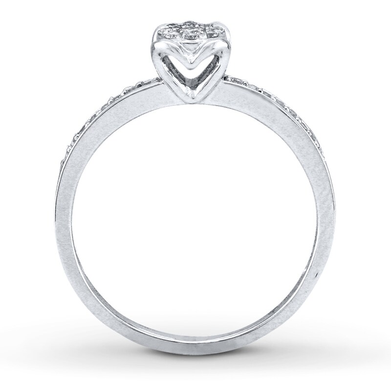 Main Image 3 of Previously Owned Diamond Promise Ring 1/5 ct tw Round-cut 10K White Gold - Size 4.25