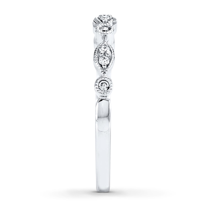 Main Image 3 of Previously Owned Diamond Anniversary Band 1/10 ct tw Round-cut 10K White Gold Size 10.75