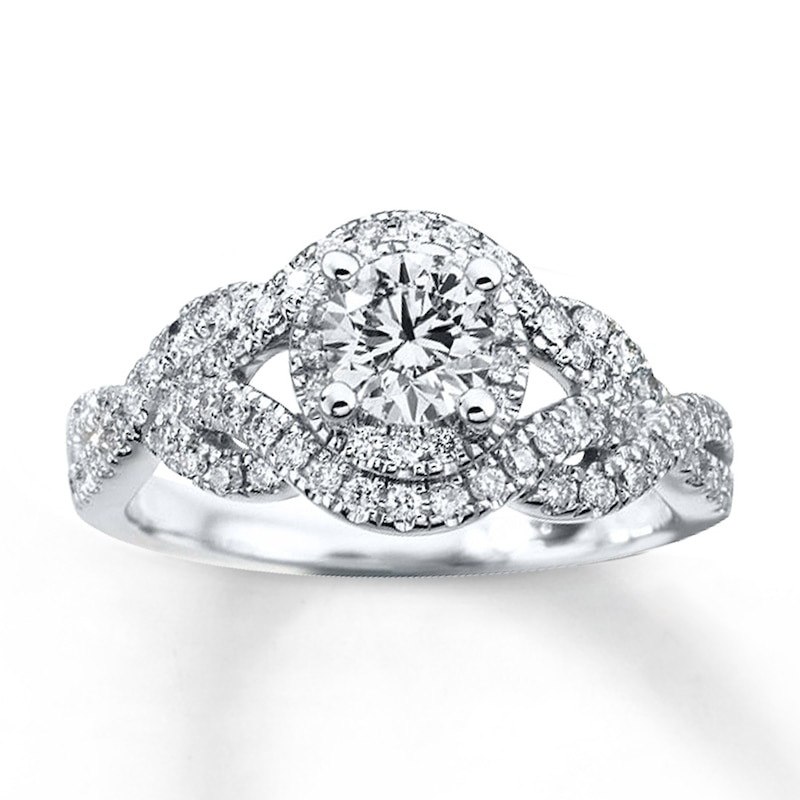 Main Image 1 of Previously Owned Diamond Engagement Ring 1 ct tw Round-cut 14K White Gold Size 3.75