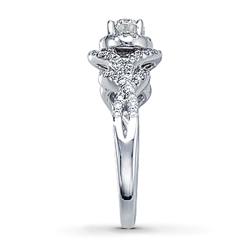 Main Image 3 of Previously Owned Diamond Engagement Ring 1 ct tw Round-cut 14K White Gold Size 3.75