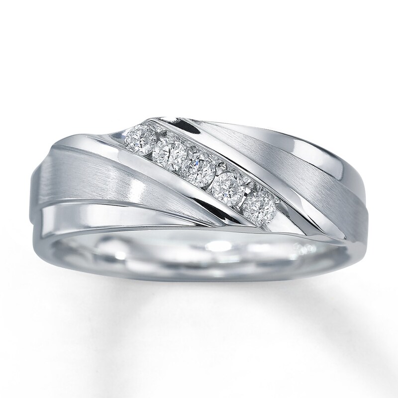 Previously Owned Men's Diamond Band 1/4 ct tw Round-cut 10K White Gold