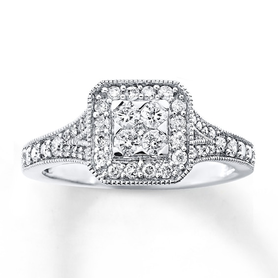 Previously Owned Diamond Ring 1/2 ct tw Round-cut 10K White Gold Size 3.75