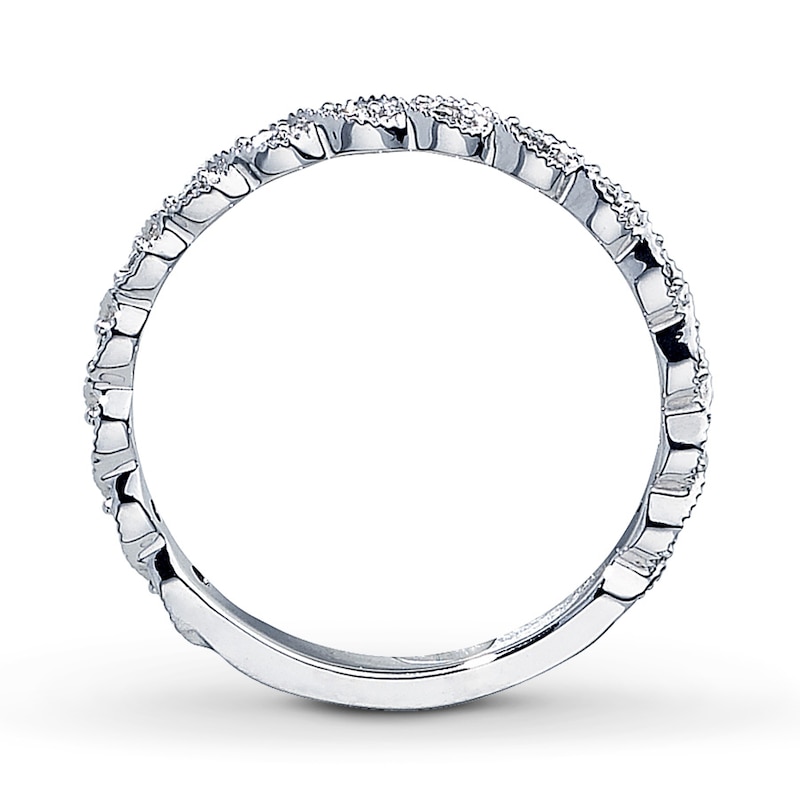 Main Image 2 of Previously Owned Diamond Anniversary Ring 1/10 ct tw Round-cut 14K White Gold - Size 10.75
