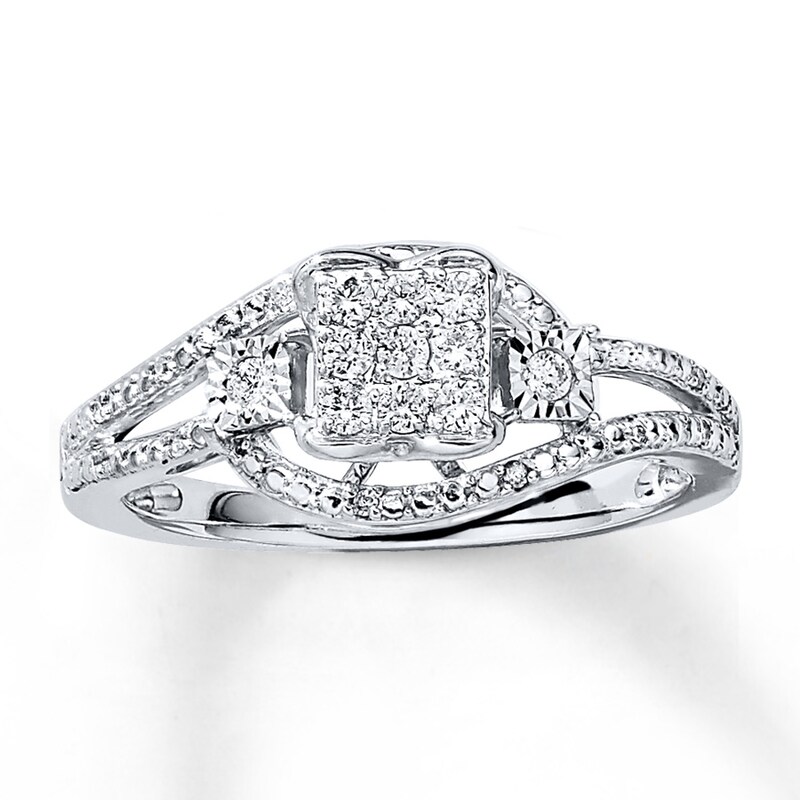 Main Image 1 of Previously Owned Diamond Ring 1/5 ct tw Round-cut 10K White Gold - Size 13.5