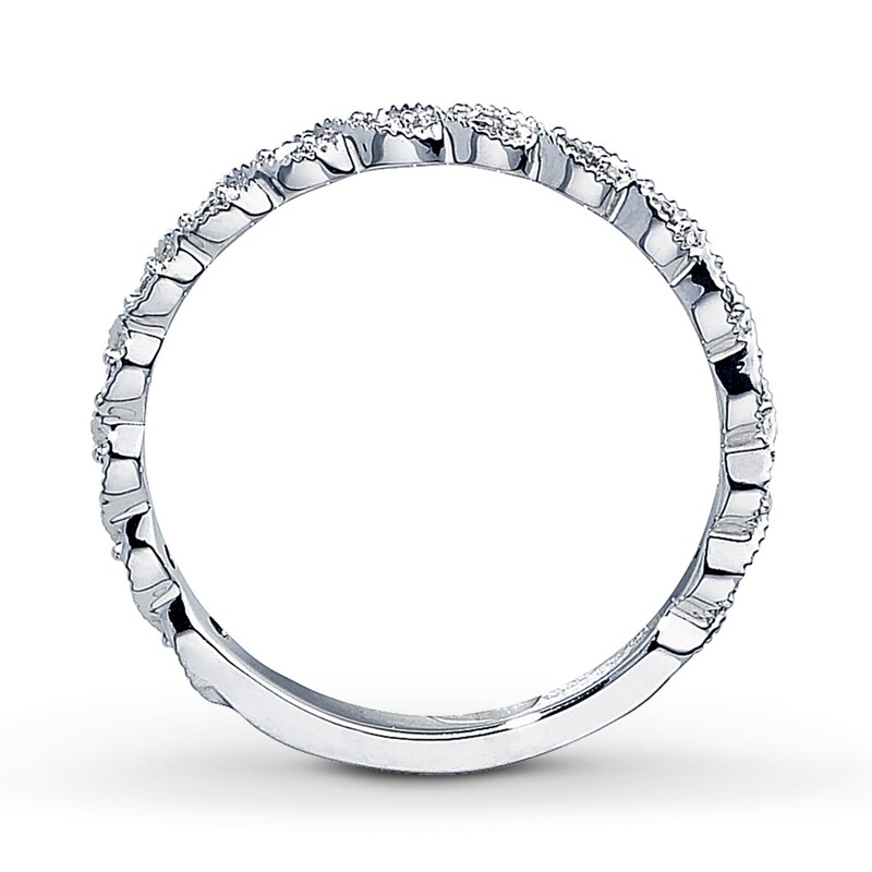 Main Image 2 of Previously Owned Diamond Anniversary Ring 1/10 ct tw Round-cut 14K White Gold - Size 10.5