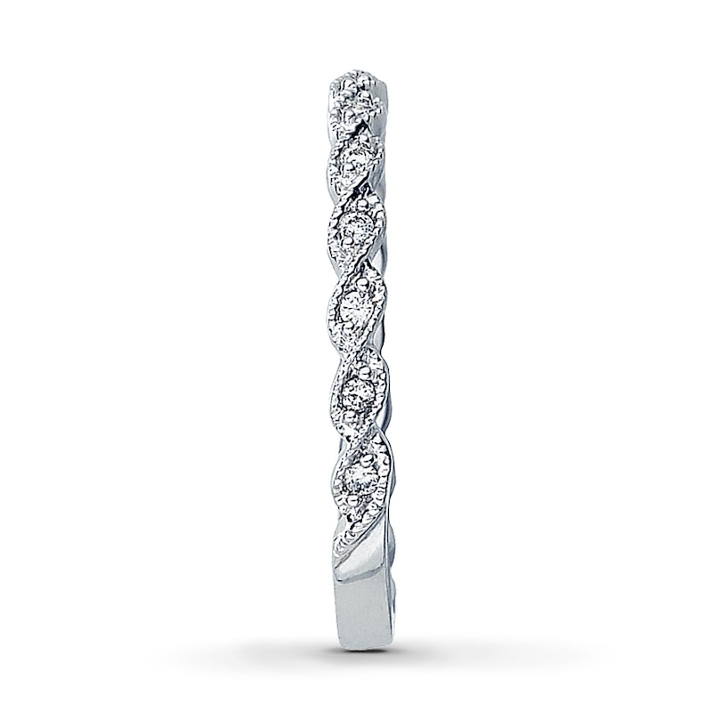 Main Image 3 of Previously Owned Diamond Anniversary Ring 1/10 ct tw Round-cut 14K White Gold - Size 10.5