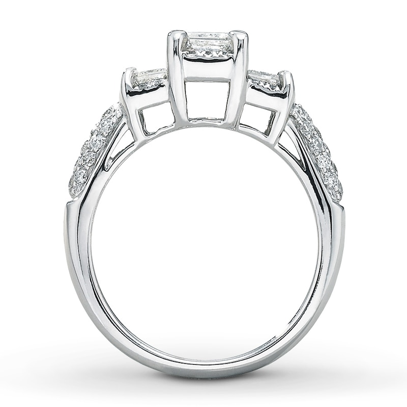Main Image 2 of Previously Owned Diamond Engagement Ring 1 ct tw Princess & Round-cut 14K White Gold - Size 11.25
