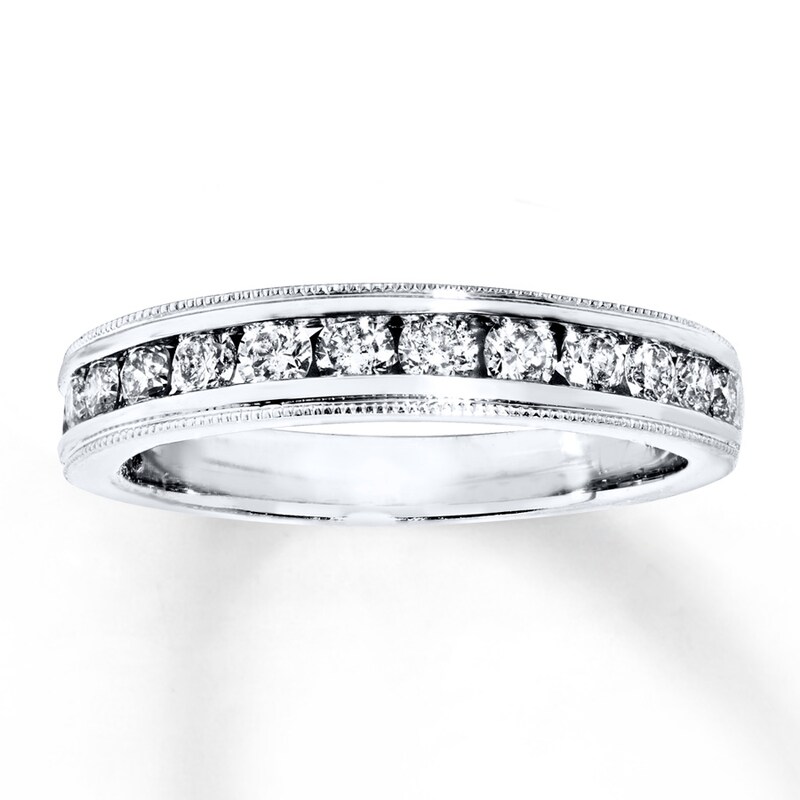Main Image 1 of Previously Owned Diamond Wedding Band 5/8 ct tw Round-cut 14K White Gold - Size 11.25