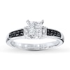 Thumbnail Image 1 of Previously Owned Black & White Diamond Engagement Ring 1/2 ct tw Princess & Round-cut 10K White Gold - Size 9.75