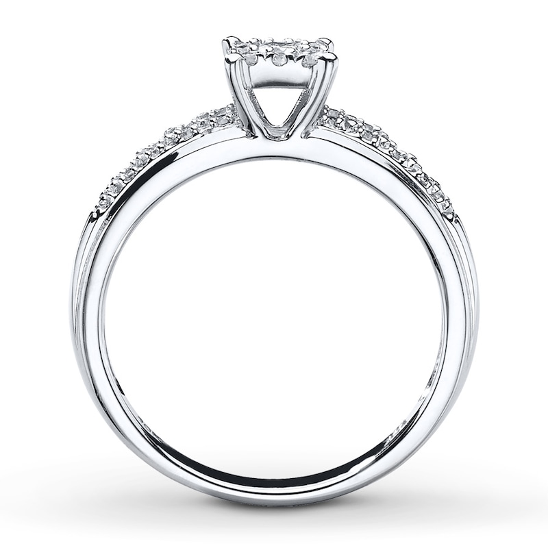 Main Image 2 of Previously Owned Diamond Engagement Ring 1/4 ct tw Round-cut 10K White Gold - Size 2.75