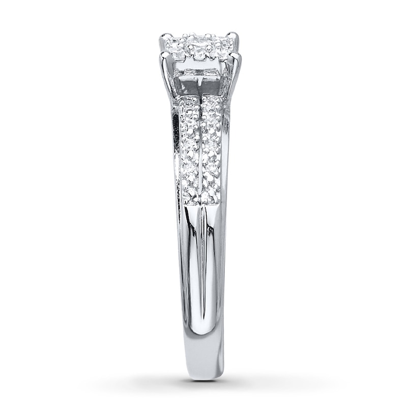 Main Image 3 of Previously Owned Diamond Engagement Ring 1/4 ct tw Round-cut 10K White Gold - Size 2.75