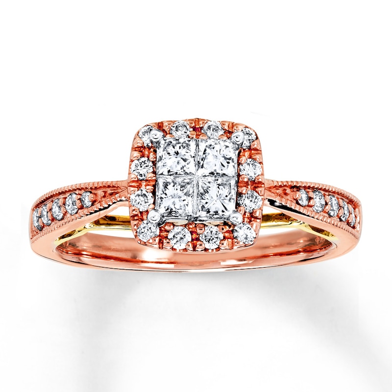 Main Image 1 of Previously Owned Diamond Engagement Ring 1/2 ct tw Round-cut 14K Two-Tone Gold - Size 4