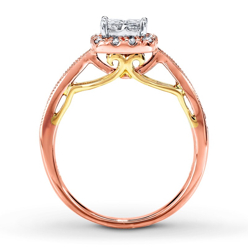 Main Image 2 of Previously Owned Diamond Engagement Ring 1/2 ct tw Round-cut 14K Two-Tone Gold - Size 4