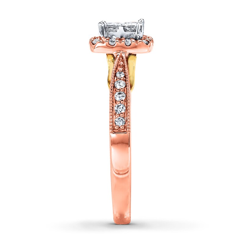 Main Image 3 of Previously Owned Diamond Engagement Ring 1/2 ct tw Round-cut 14K Two-Tone Gold - Size 4