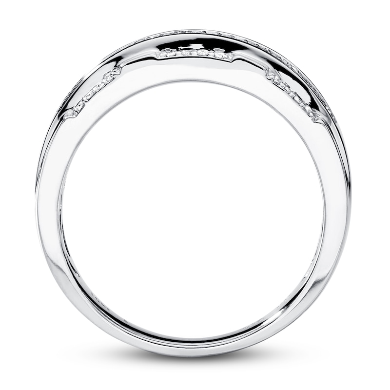 Main Image 2 of Previously Owned Men's Band 1/2 ct tw Round-cut Diamonds 10K White Gold - Size 8.5