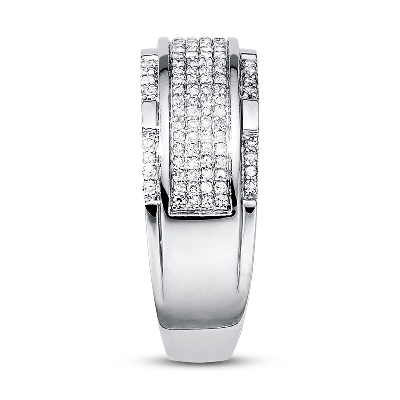 Main Image 3 of Previously Owned Men's Band 1/2 ct tw Round-cut Diamonds 10K White Gold - Size 8.5