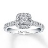 Thumbnail Image 1 of Previously Owned Neil Lane Engagement Ring 7/8 ct tw Princess & Round-cut Diamonds 14K White Gold Size 3.25