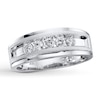 Thumbnail Image 1 of Previously Owned Men's Diamond Wedding Band 1/2 ct tw Round-cut 10K White Gold Size 5.25