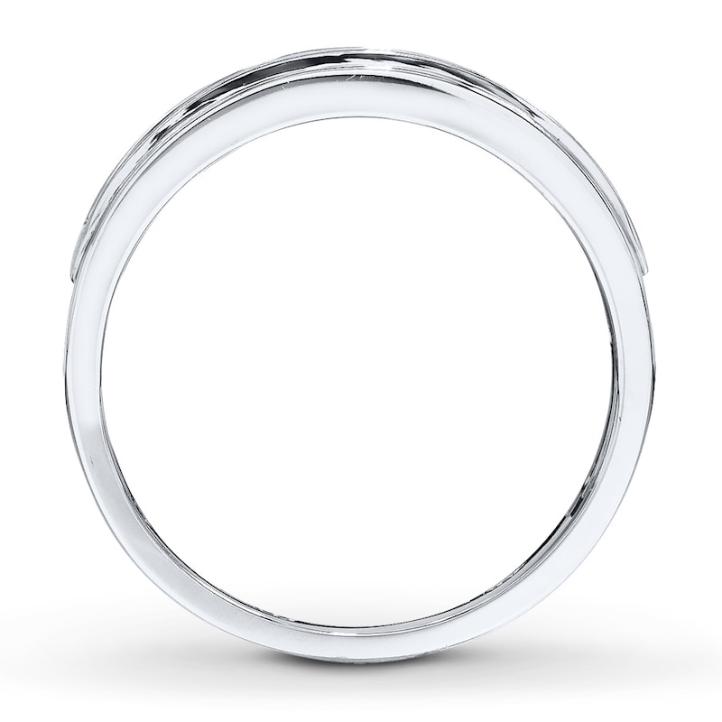 Main Image 2 of Previously Owned Men's Diamond Wedding Band 1/2 ct tw Round-cut 10K White Gold Size 5.25